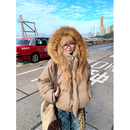 JMJ 美式复古可拆卸毛领连帽棉衣男女秋冬宽松休闲百搭保暖外套