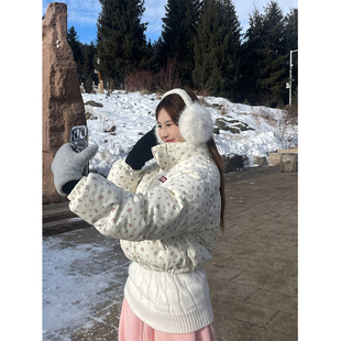 甜美满印碎花棉衣情侣宽松加厚保暖百搭外套 美式 JMJ 2024冬季