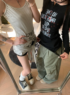 JMJ 2025春季美式设计感一衣多穿长袖T恤女辣妹内搭打底衫上衣