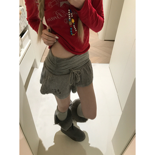 百搭显瘦半身裙 复古褶皱绑带短裙女辣妹设计感气质修身 JMJ 美式