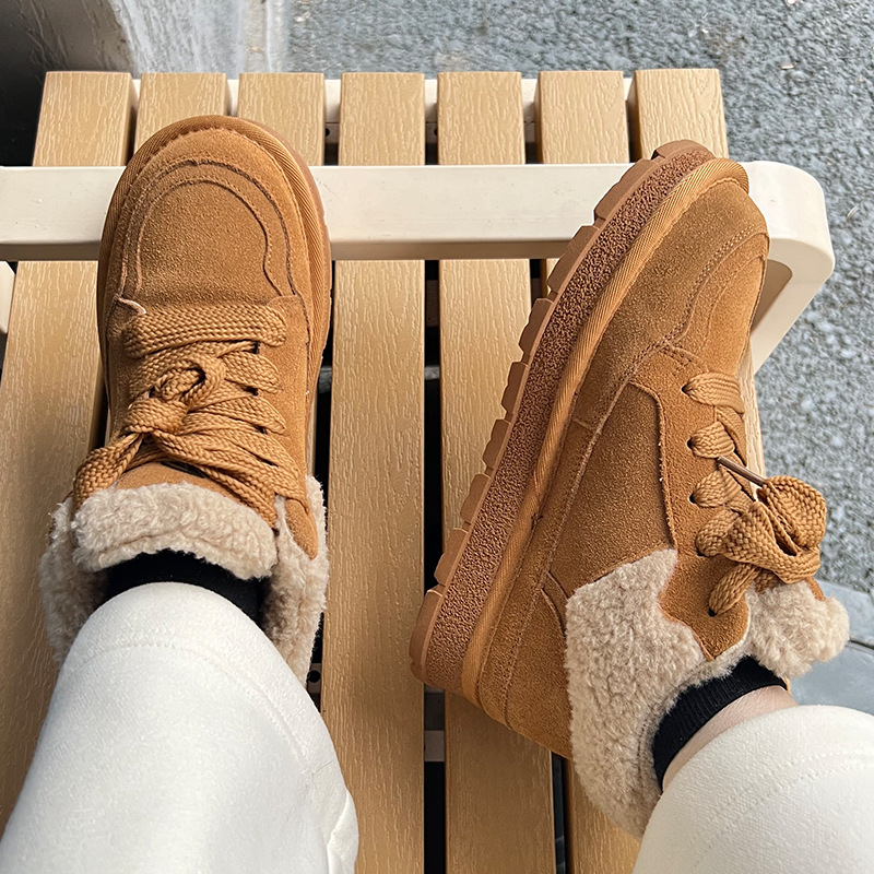 真皮雪地靴女2025冬季新款加绒毛毛棉靴女复古保暖女靴百搭靴子女