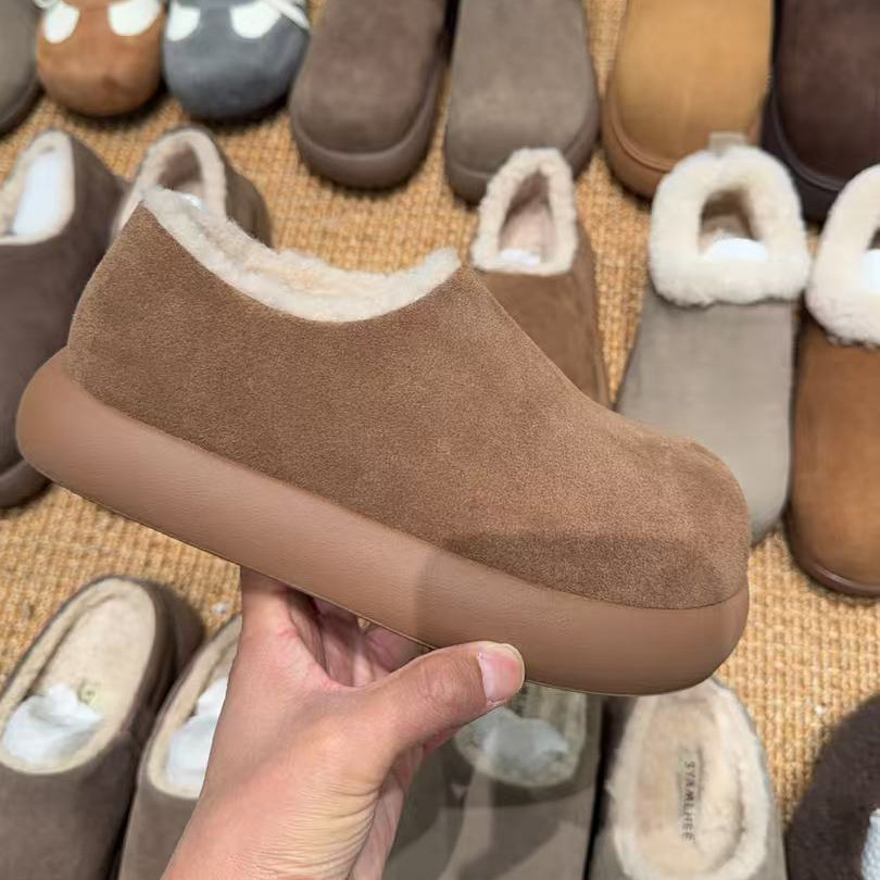 小土豆平底勃肯鞋女2025新款秋冬季加绒保暖棉外穿包头雪地靴棉鞋