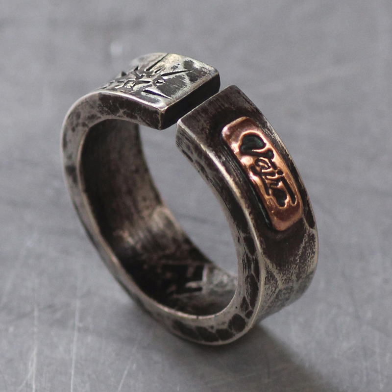 跋折罗银原创游牧风开口可调戒指