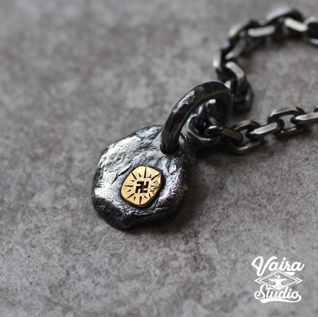 原创粗犷纯银吊坠复古