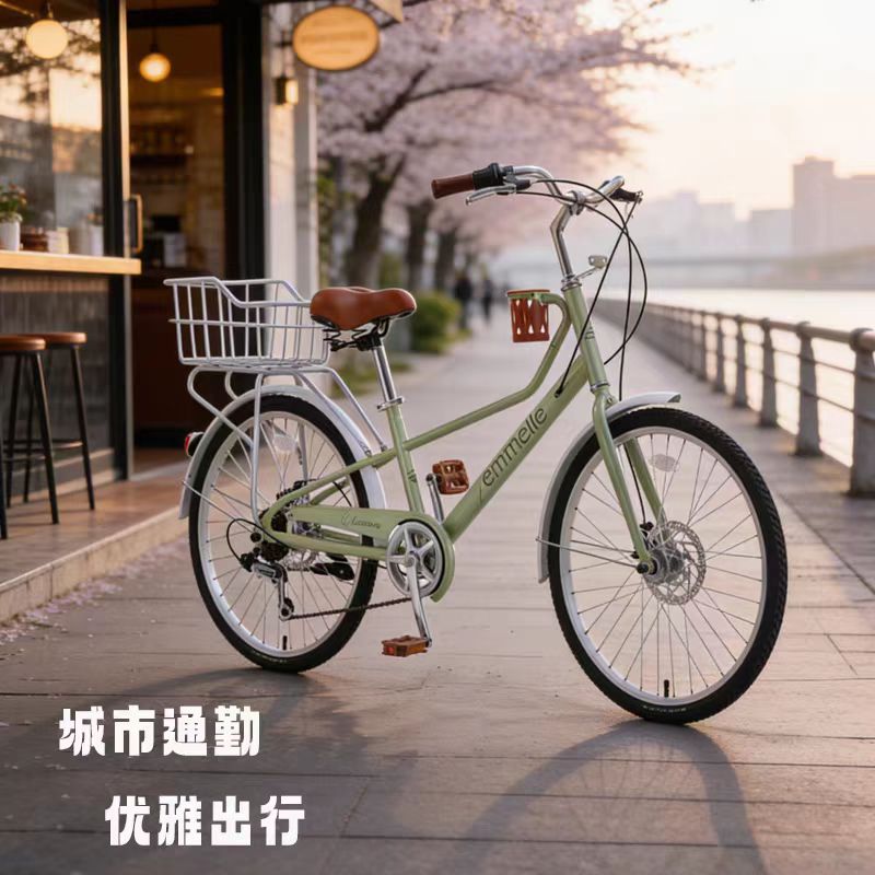 阿米尼咖啡车高碳钢通勤车女生上班代步首选变速轻便省力单车