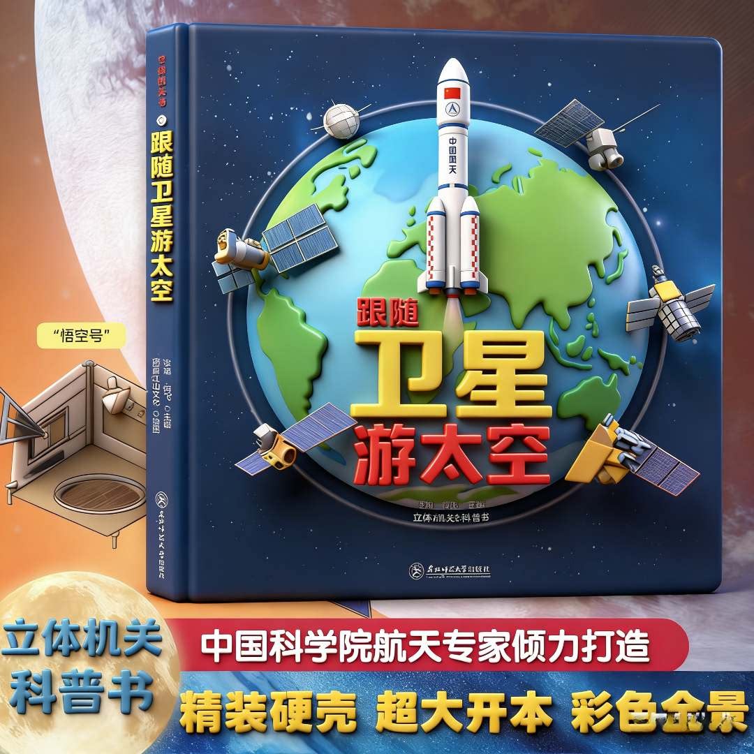 启蒙币备【跟着卫星游太空】3D立体机关书趣味科普儿童立体书绘本2-8岁航天