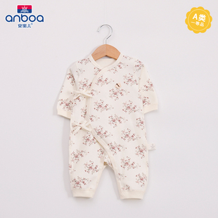 安宝儿新生儿连体衣春秋季纯棉初生宝宝长袖睡衣婴儿和尚服哈衣