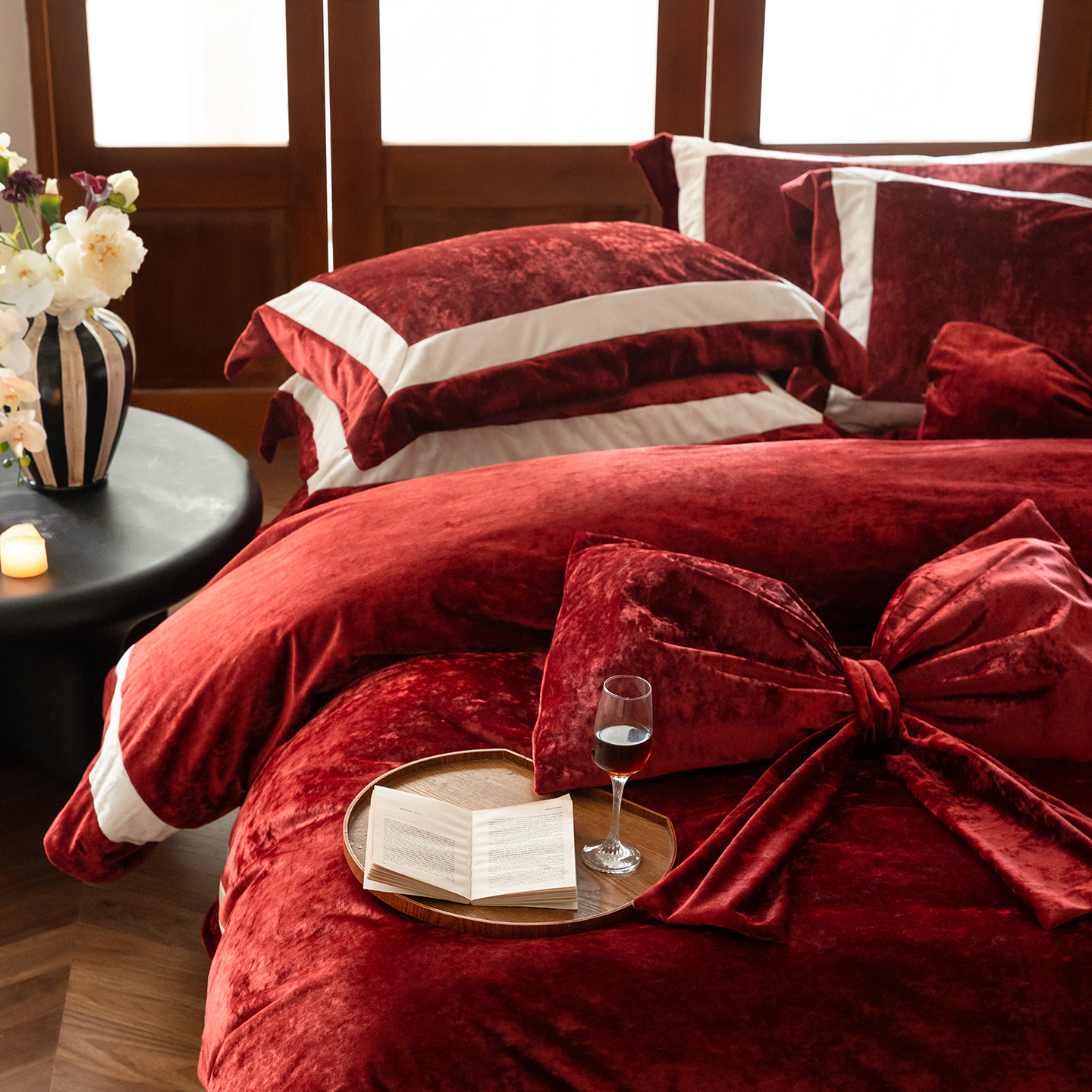 红色丝绒加厚牛奶绒婚庆四件套