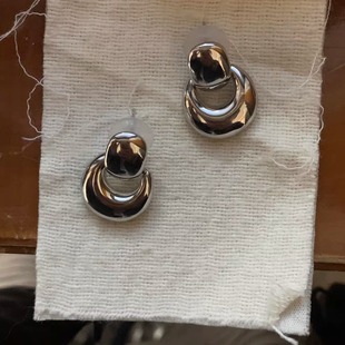 防过敏 气质u形双环耳环 925银针