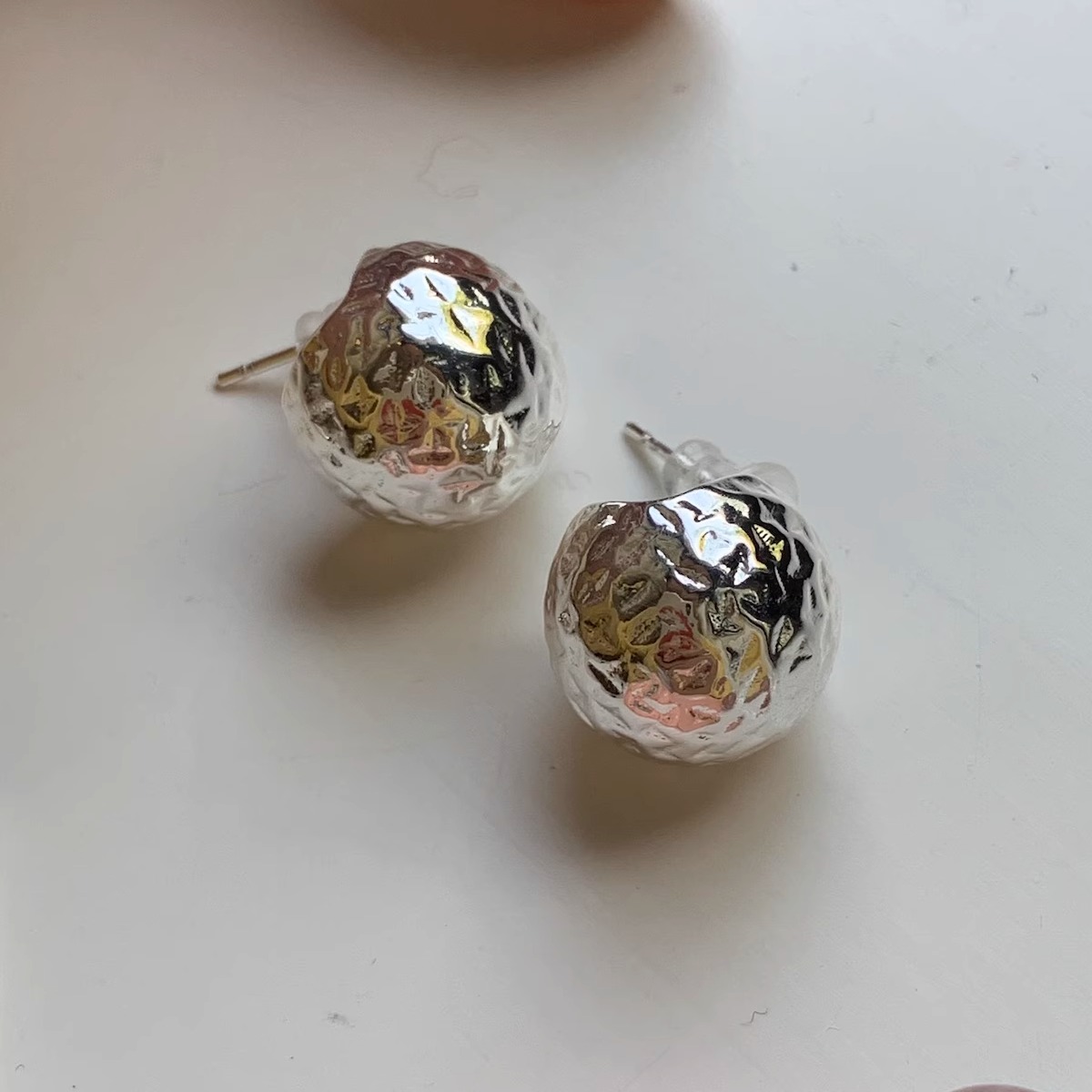 hssilver女圆球耳钉