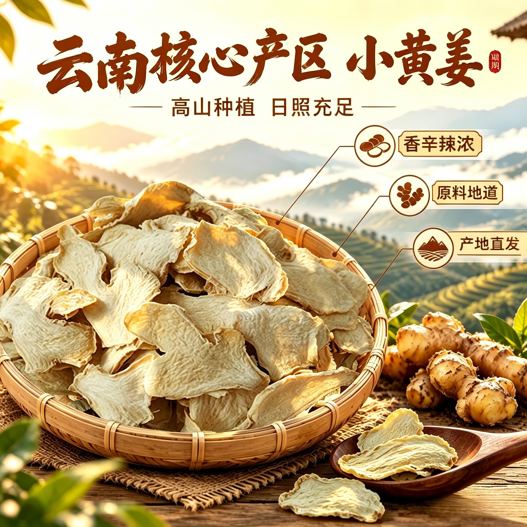 云南生姜小黄姜片老姜干姜片中药材去皮月子姜泡脚煮姜茶生姜片
