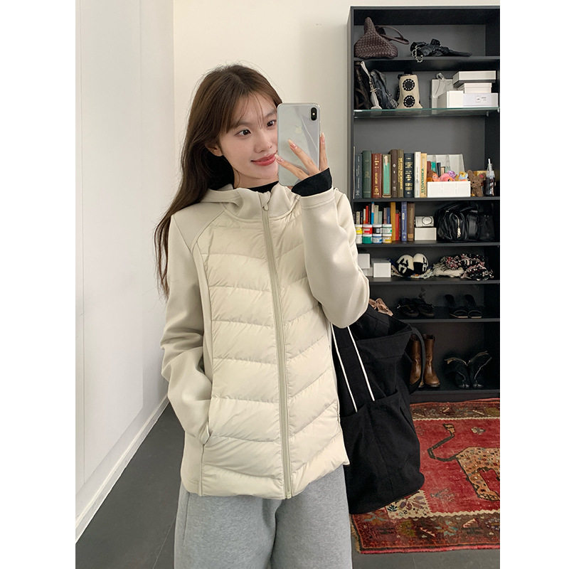 轻暖90白鸭绒连帽羽绒服女秋冬新款修身户外显瘦收腰运动保暖