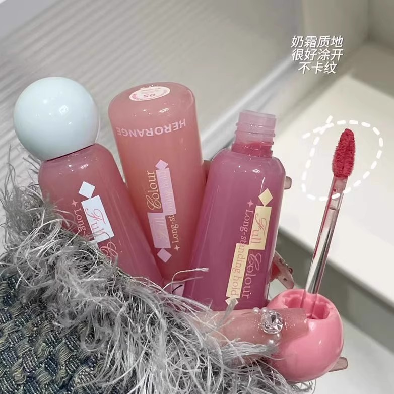 HERORANGE~园润涟柔雾面唇釉丝绒哑光持妆显色不易沾杯素显白口红