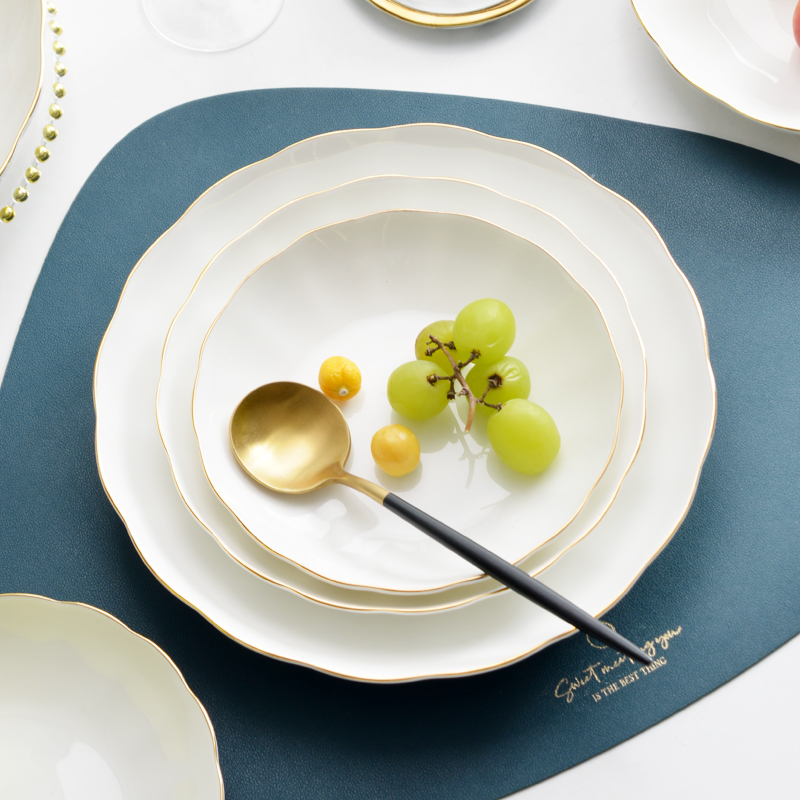 金边商用会所8英寸骨瓷造型餐具