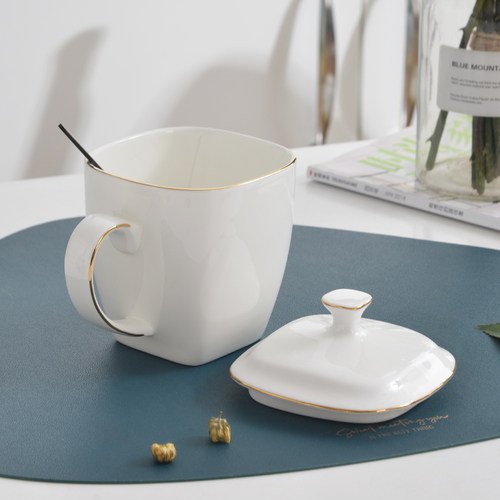 金边餐具茶杯大容量盖杯