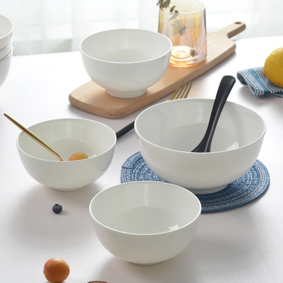 碗个 纯白骨瓷碗.5英寸吃饭碗白色陶瓷碗中碗家用寸碗可微波炉