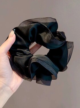 法式甜美刺绣蕾丝花边肥肠圈双层耐用扎马尾发圈个性头花黑色发绳