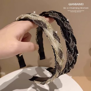 小香风发箍女款2025新款高颅顶夏季细头箍带齿高级感奢华水钻发卡