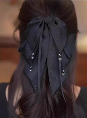 网红爆款发饰黑色蝴蝶结抓夹女2026新款高级感后脑勺盘发夹子头饰