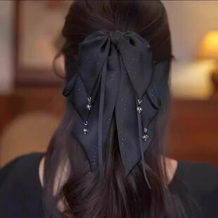 网红爆款发饰黑色蝴蝶结抓夹女2025新款高级感后脑勺盘发夹子头饰