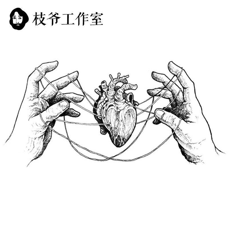 枝爷被操控的心纹身贴暗黑学院黑白双手心脏图案哥特防水持久