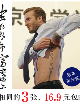 草本果汁贴生死有命富贵在天纹身贴小贝中文贝克汉姆拍一发三包邮