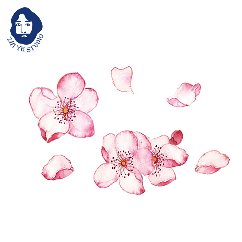 枝爷原创凉凉桃花醉防水纹身贴持久女锁骨唯美韩式复古中国风
