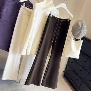 上海顾盼生笙服饰商场同款加绒加厚微喇裤女秋冬2025新款松紧高腰