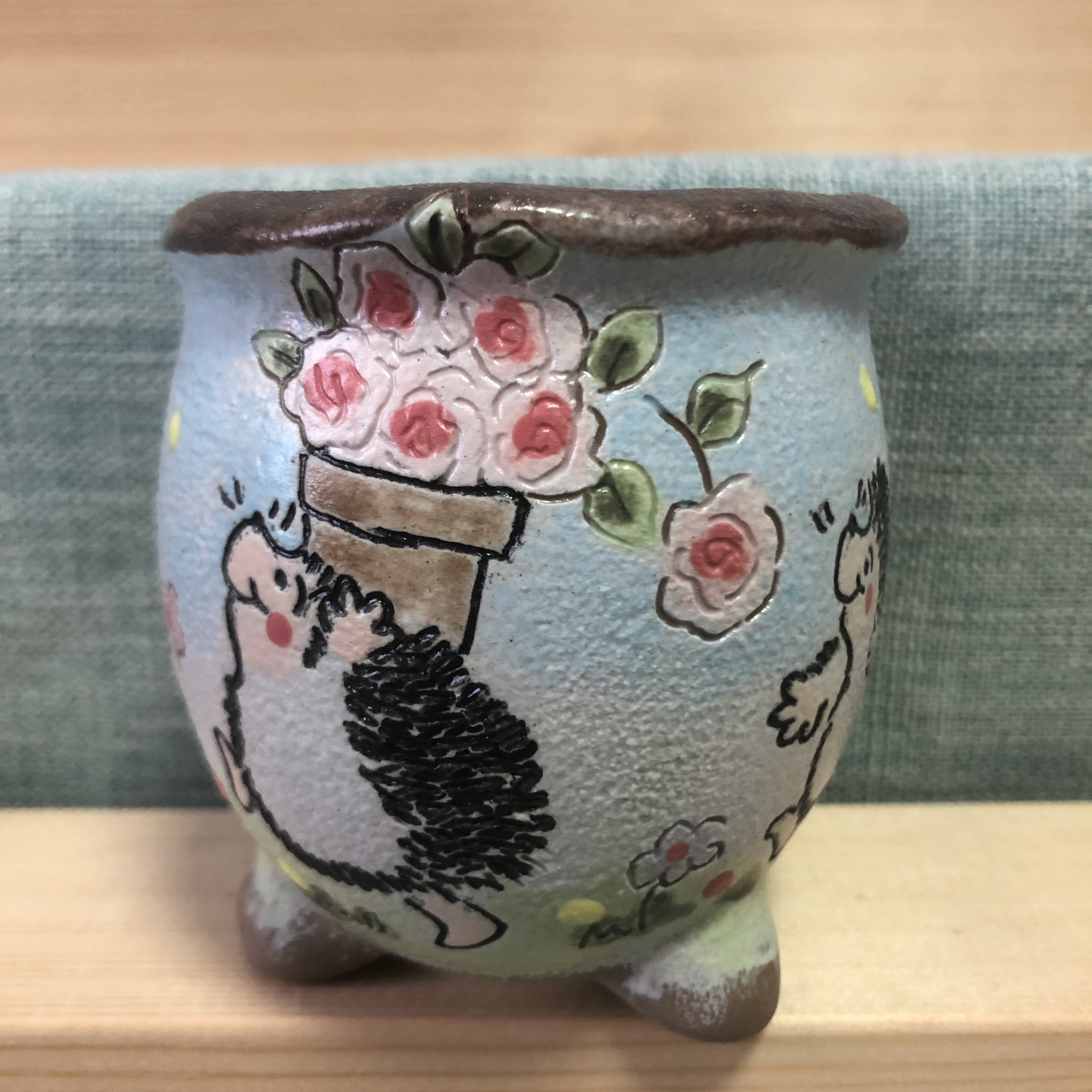 手绘多肉花盆釉烧陶瓷精工卡通网红可爱精美花盆