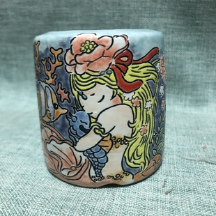 卡通美少女陶瓷花盆可爱动漫萝莉少女心手绘花盆