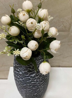仿真迷你15头小玫瑰花青青苞花束婚庆酒店家居装饰摆件娟花卉干花