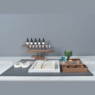 屿物为居 现代样板间架空层书桌精油植物手作制香软装饰品摆件组