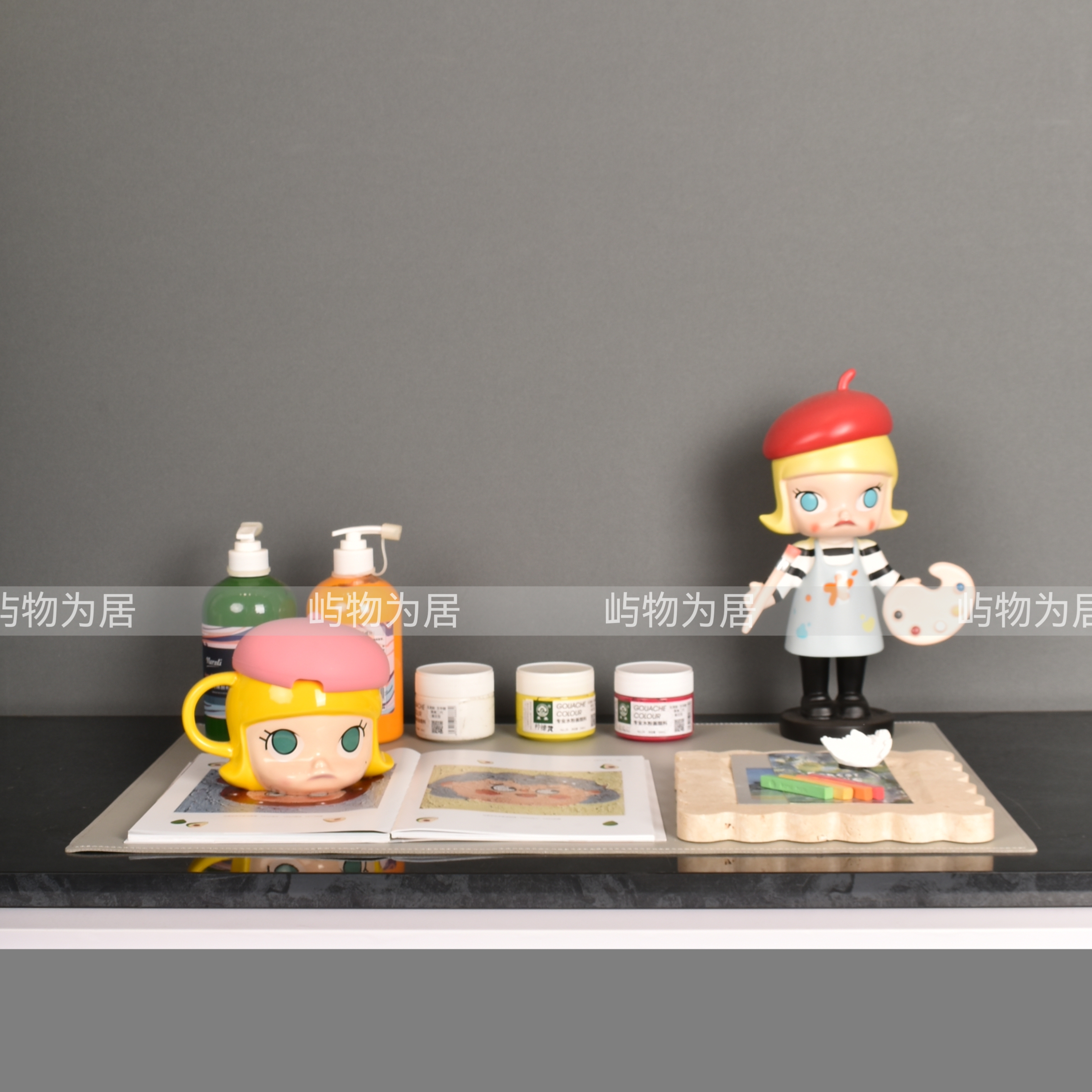 屿物为居 样板间书桌儿童房Molly主题画画手绘主题小画家摆件饰品