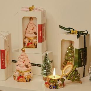 小熊圣诞树陶瓷罐圣诞树香薰蜡烛可爱香氛桌面摆件装 饰圣诞节礼物