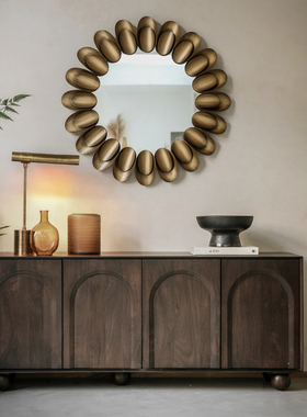 简约中古风实木餐边柜客厅靠墙储物柜复古侘寂风民宿酒店收纳柜子