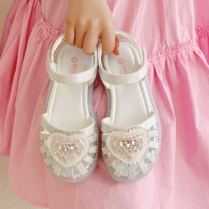 小叮当女童凉鞋2024夏季包头儿童公主鞋新款小女孩软底女童鞋子