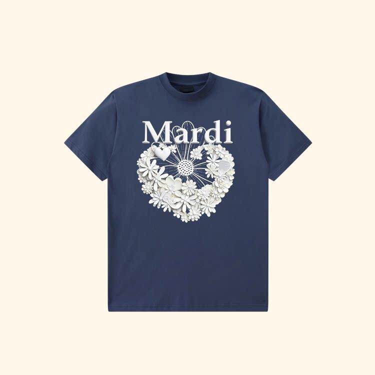 Mardi小雏菊心形花朵纯棉圆领短袖2026夏季新款上衣韩系休闲女t恤