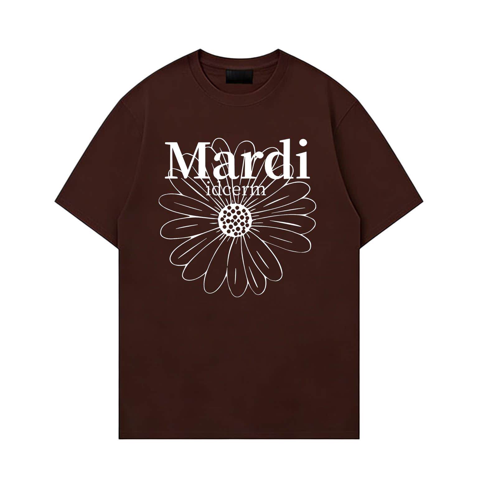 idcerem Mardi小雏菊印花女t恤夏季韩系圆领纯棉上衣女装休闲短袖