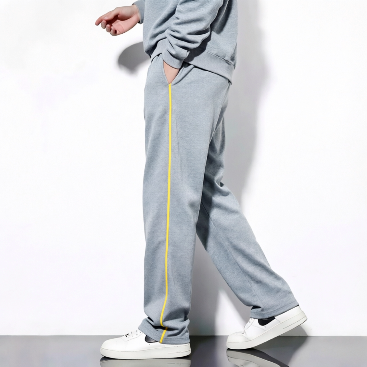 春夏秋季款灰色镶黄全棉校服童装