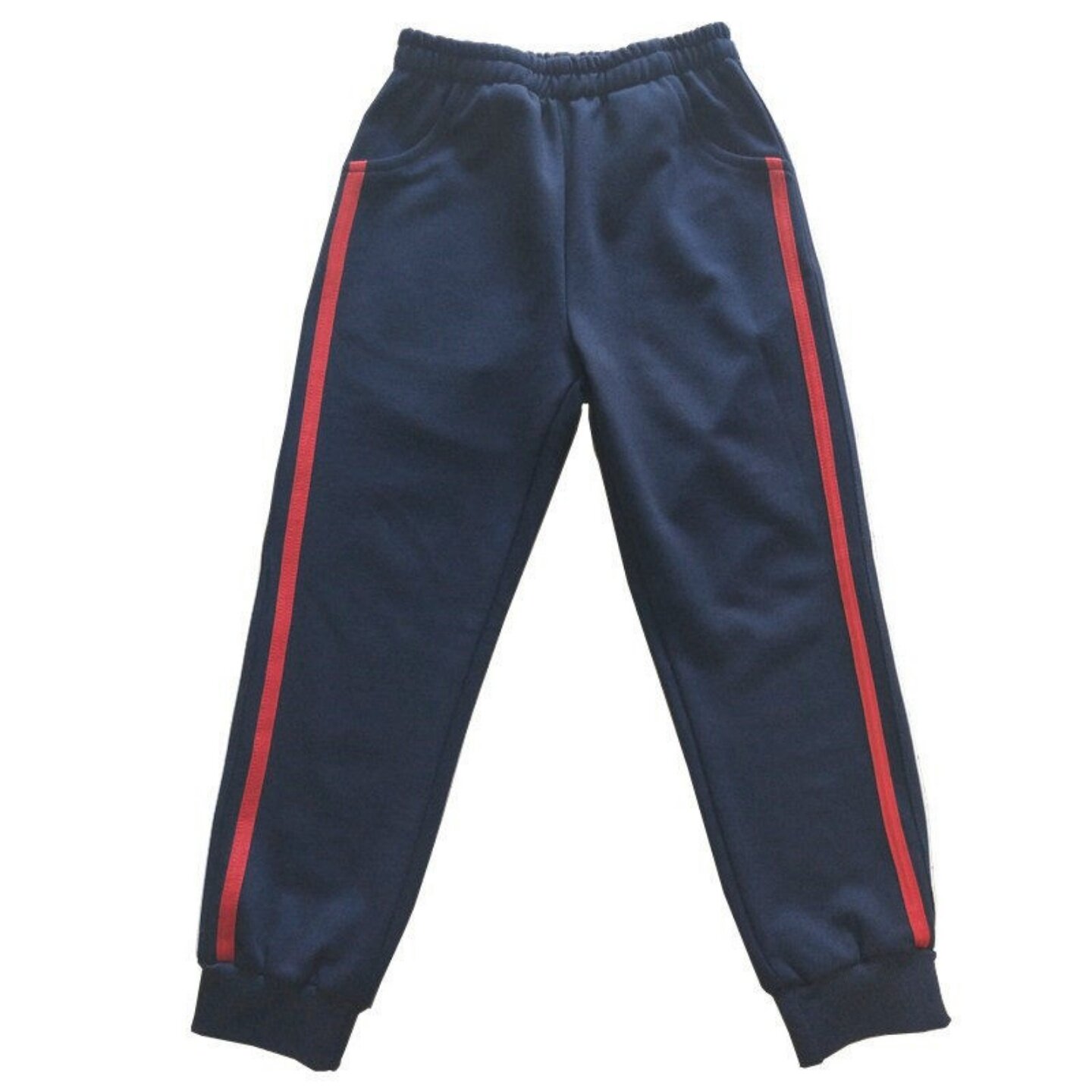 定制棉红边杠条收口束腿校服裤