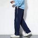 款 全棉休闲校裤 浅藏青长裤 子运动裤 镶天蓝色细杠条直筒裤 春夏秋季