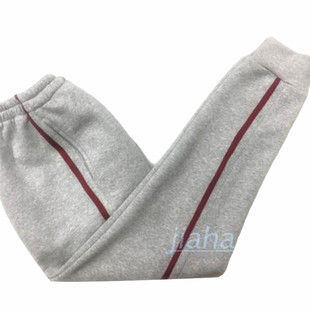 春夏秋季灰色全棉长裤镶1厘米酒红杠收口嘉祥外国语学校运动裤