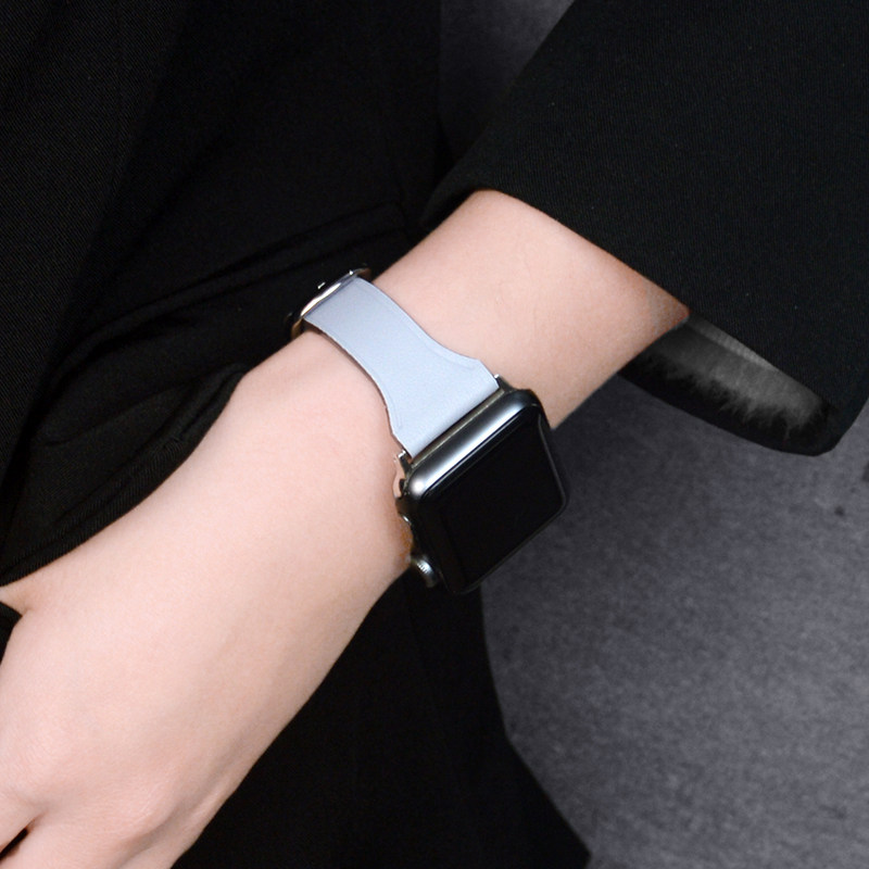 适用apple watch8小牛皮高级感苹果Ultra表带真皮49mm小蛮腰765女