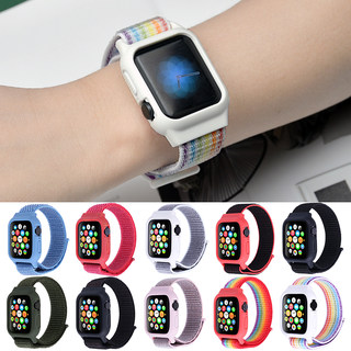 适用苹果手表带AppleWatch一体保护壳尼龙回环iwatch5/4/3/2表带
