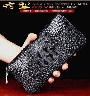 鳄鱼纹钱包男真皮长款青年手拿包手工泰国商务男包个性手包潮
