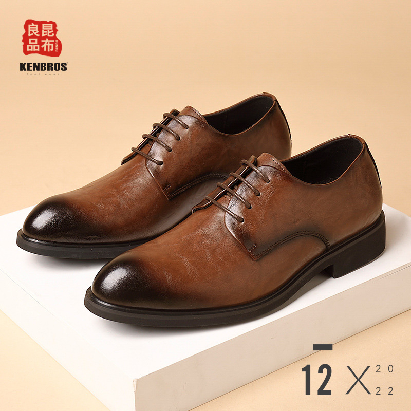 透气英伦正装皮鞋德比鞋办公男鞋