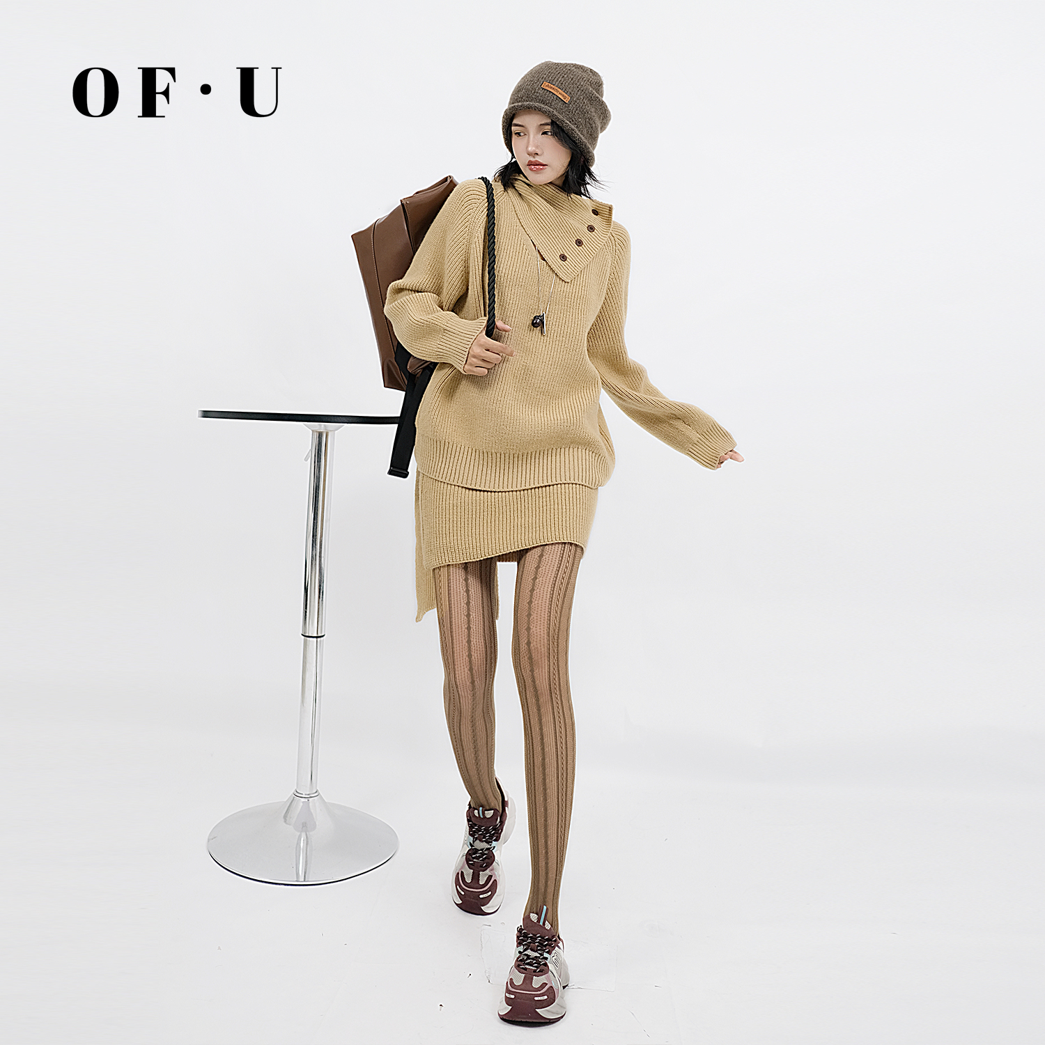 慵懒加厚软糯针织衫短裙三件套女