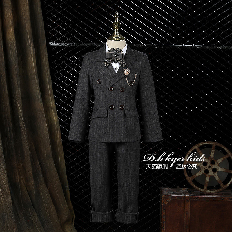 儿童西装套装2025新款加绒加厚花童小礼服学生西服男童钢琴演出服