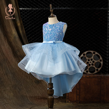 儿童公主裙夏季六一幼儿园小主持人礼服女童洋气拖尾蓬蓬纱演出服