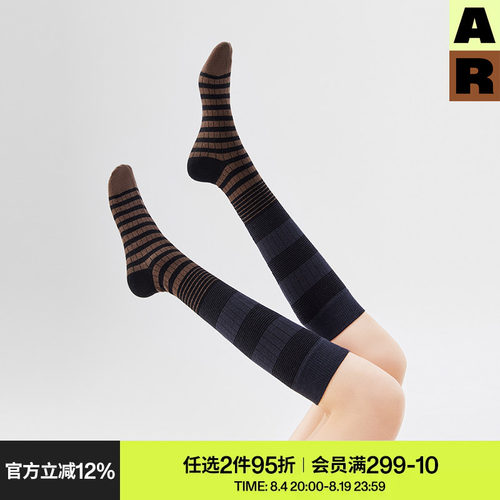 条纹小腿袜显瘦长筒袜